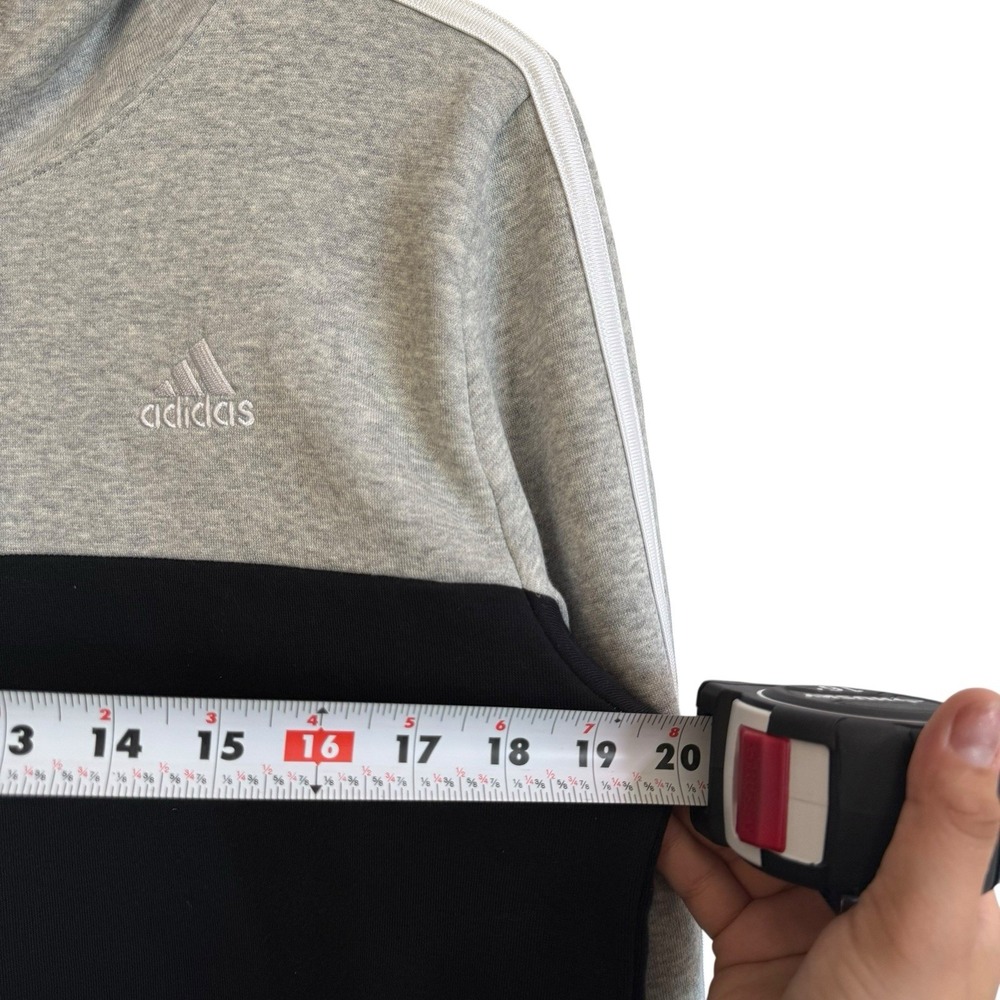 Adidas Gray Black Pullover Fleece Hoodie Boys Youth Sz L 14-16‎ 80% Cotton #426 - Picture 5 of 10